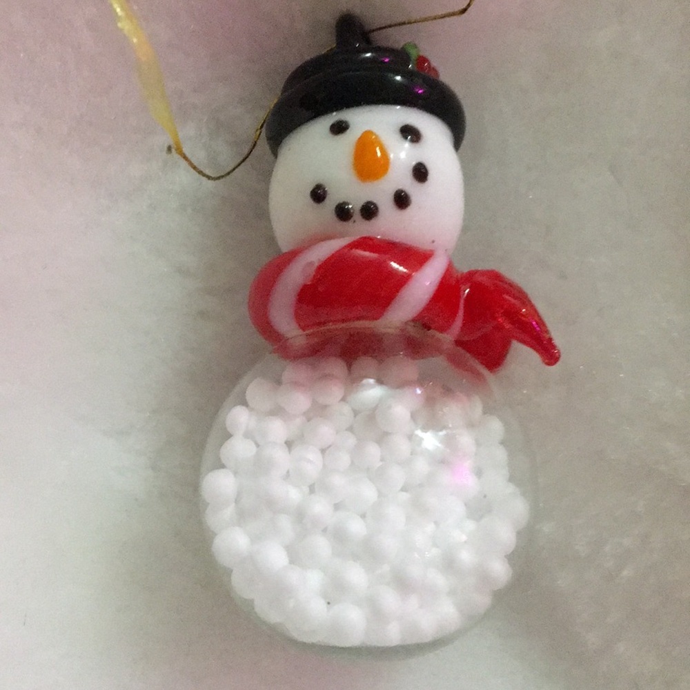 Festive Snowman Ornament with Red Scarf